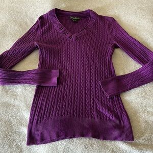 Eddie Bauer Purple Cable Knit Sweater/ Blouse/ Top - Ladies Small